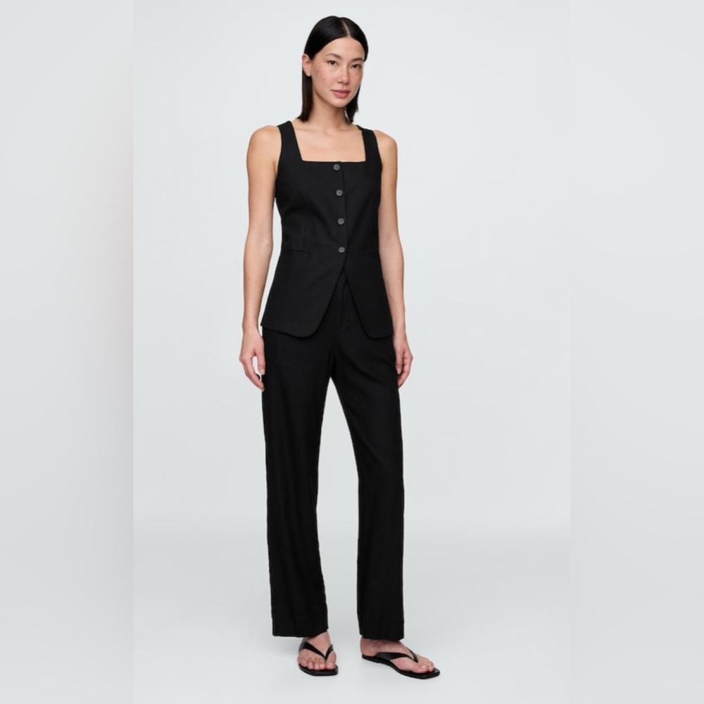 Gap Linen-Blend Relaxed Straight Ankle Pants